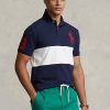 Marineblaue/weiße Poloshirts aus Netzstoff mit großem Pony von Ralph Lauren für Herren