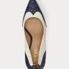 Marineblaue / weiße Pumps aus Nappa- und brüniertem Leder von Ralph Lauren für Damen