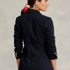 Marineblaue, zweireihige Strickblazer von Ralph Lauren für Damen