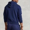 Marineblauer Ralph Lauren Fleece-Kapuzenpullover mit rosa Pony für Herren