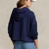 Marineblauer Ralph Lauren Hybrid-Hoodie mit Pulloverärmeln im Boxy Fit für Damen
