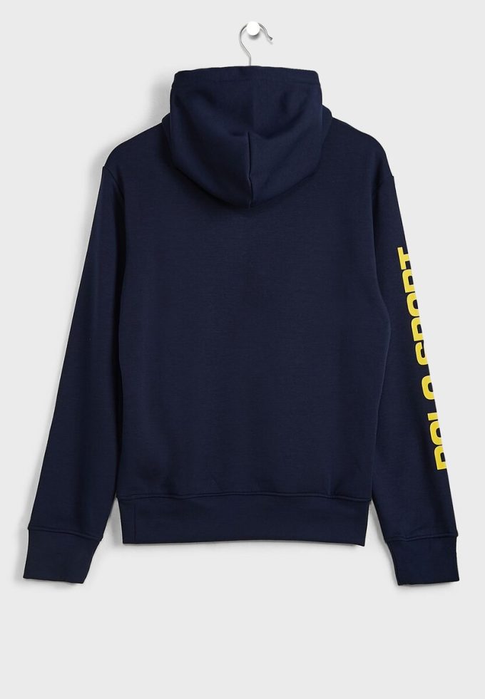 Marineblauer Ralph Lauren-Kapuzenpullover mit Logo-Ärmeln für Herren