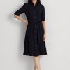 Marineblaues Fit-and-Flare-Kleid von Ralph Lauren für Damen