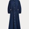 Marineblaues Ralph Lauren Baumwoll-Breittuchkleid für Damen