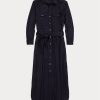 Marineblaues Ralph Lauren-Kleid aus Wollmischung mit Gürtel für Damen