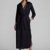 Marineblaues Ralph Lauren-Kleid aus Wollmischung mit Gürtel für Damen