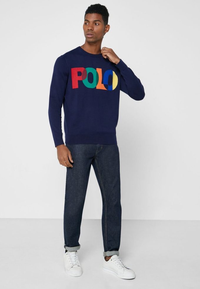 Marineblaues Ralph Lauren Logo-Sweatshirt für Herren