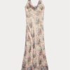 Mehrfarbig / Braunes Ralph Lauren Floral Knitter-Seidenchiffonkleid für Damen