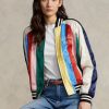 Mehrfarbige Bomberjacken aus gestreiftem Satin von Ralph Lauren für Damen