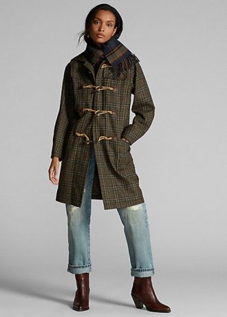 Mehrfarbige Dufflecoats aus karierter Wolle von Ralph Lauren für Damen