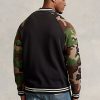 Mehrfarbige Ralph Lauren Fleece-Baseballjacken mit Camo-Ärmeln für Herren