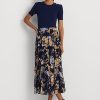 Mehrfarbige Ralph Lauren Georgette-Stufenröcke mit Blumenmuster in Crinkle-Optik für Damen