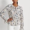 Mehrfarbige Ralph Lauren Jersey-Oberteile mit Blumenmuster und Schößchen zum Binden für Damen