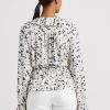 Mehrfarbige Ralph Lauren Jersey-Oberteile mit Blumenmuster und Schößchen zum Binden für Damen