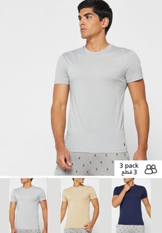 Mehrfarbige Ralph Lauren T-Shirts mit Rundhalsausschnitt im 3er-Pack für Herren