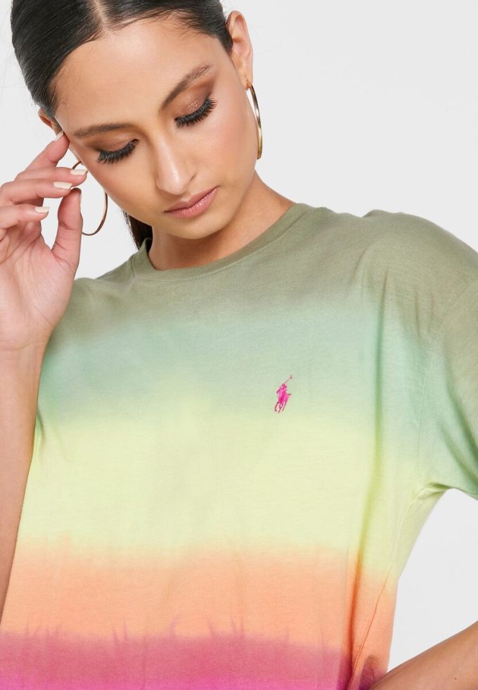 Mehrfarbige Ralph Lauren T-Shirts mit Rundhalsausschnitt und Grafik für Damen