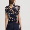 Mehrfarbige ärmellose Georgette-Hemden von Ralph Lauren mit Blumenmuster für Damen