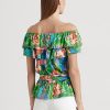 Mehrfarbige schulterfreie Jersey-Oberteile mit Blumenmuster von Ralph Lauren für Damen