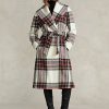 Mehrfarbige Wickelmäntel aus Wollmischung mit Fischgrätenmuster von Ralph Lauren für Damen