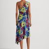 Mehrfarbiges One-Shoulder-Kleid aus Georgette mit Blumenmuster von Ralph Lauren für Damen