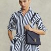 Midnight Navy Damen Ralph Lauren Polo ID Leder Umhängetaschen mit Umschlagkette