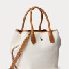 Natur/Marineblau Damen Ralph Lauren Reversible Canvas Medium Bellport Tote Bags