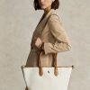 Natur/Marineblau Damen Ralph Lauren Reversible Canvas Medium Bellport Tote Bags