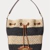 Natur/Schwarz/Lauren Tan Damen Ralph Lauren Stroh Große Andie Handtasche