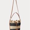Natur/Schwarz/Lauren Tan Damen Ralph Lauren Stroh Große Andie Handtasche
