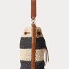 Natur/Schwarz/Lauren Tan Damen Ralph Lauren Stroh Große Andie Handtasche