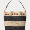 Natur/Schwarz/Lauren Tan Damen Ralph Lauren Stroh Große Andie Handtasche