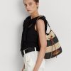 Natur/Schwarz/Lauren Tan Damen Ralph Lauren Stroh Große Andie Handtasche