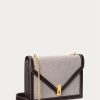 Natur/Tabak Damen Ralph Lauren Polo ID Canvas Umhängetaschen mit Umschlagkette