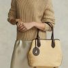 Naturfarbene Damen Ralph Lauren Leather-Trim Straw Medium Bellport Tote Bags