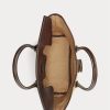 Naturfarbene Damen Ralph Lauren Leder & Stroh Medium Bellport Satchel Taschen