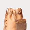 Naturfarbene Ralph Lauren Stud Vachetta Large Bellport Bucket Bags für Damen