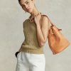 Naturfarbene Ralph Lauren Stud Vachetta Large Bellport Bucket Bags für Damen