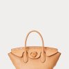 Naturfarbene Ralph Lauren Studded Vachetta Medium Bellport Satchel-Taschen für Damen