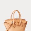 Naturfarbene Ralph Lauren Studded Vachetta Medium Bellport Satchel-Taschen für Damen