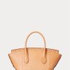 Naturfarbene Ralph Lauren Studded Vachetta Medium Bellport Satchel-Taschen für Damen