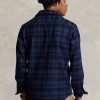 Navy Herren Ralph Lauren Plaid Wool-blend Overshirt Shirts