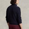 Navyblaue Ralph Lauren Pullover aus Baumwolle mit Viertelreißverschluss und Netzstrick für Herren