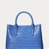 New England Blue Damen Ralph Lauren Geprägtes Leder Medium Marcy Satchel Taschen