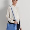 New England Blue Damen Ralph Lauren Geprägtes Leder Medium Marcy Satchel Taschen