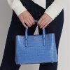 New England Blue Damen Ralph Lauren Geprägtes Leder Medium Marcy Satchel Taschen