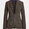 Olivgrün / Braune Ralph Lauren Parker Karierte Tweedjacken für Damen