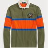 Olivgrüne gestreifte Rugby-Poloshirts von Ralph Lauren im Classic Fit für Herren