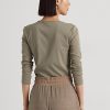 Olivgrüne Langarmshirts aus Baumwollmischung für Damen von Ralph Lauren