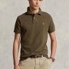 Olivgrüne Poloshirts aus Mesh für Herren von Ralph Lauren im Custom Slim Fit
