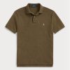 Olivgrüne Poloshirts aus Mesh für Herren von Ralph Lauren im Custom Slim Fit